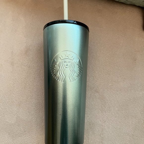 Starbucks 2022 Green Ombre Metal Cup with Lid and Straw - Picture 1 of 4